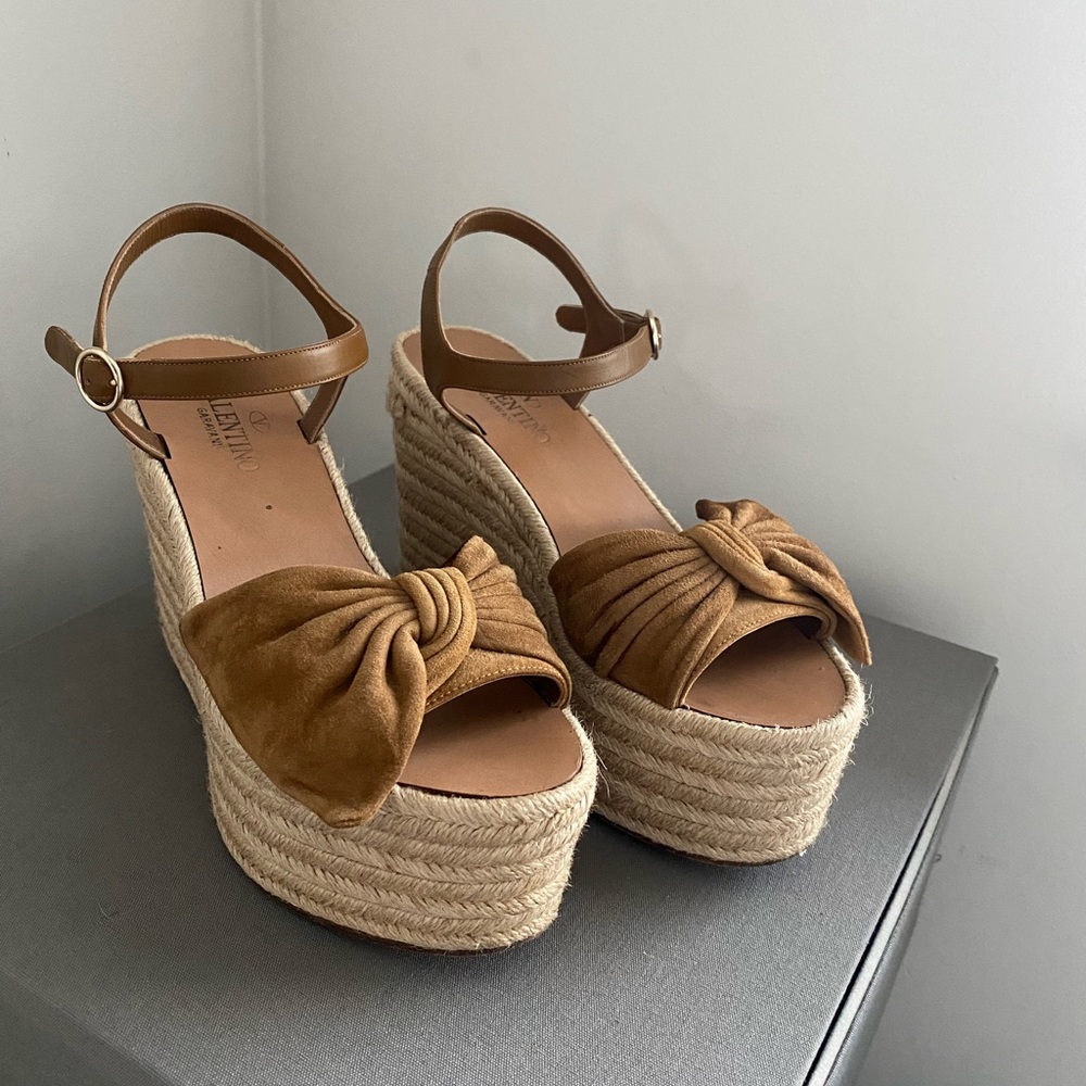 valentino platform bow wedge espadrille